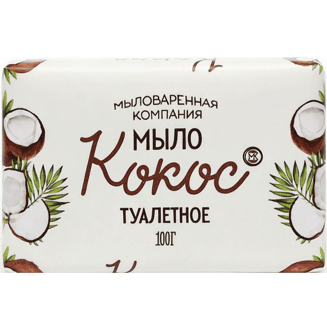 Мыло кусковое 100 г туалетное в цветной обертке ММК, Кокос