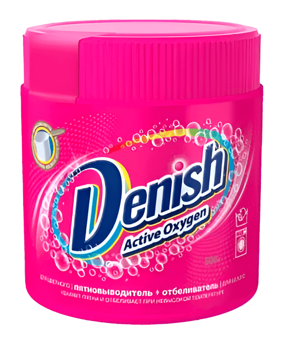 Пятновыводитель 500 г Denish Active Oxigen, отбеливатель для белых и цветных тканей, с активным кислородом, банка