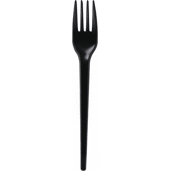 Вилка одноразовая пластиковая 165 мм столовая ЧЕРНАЯ в индивидуальной упаковке