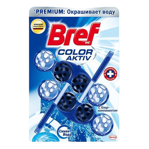 Блок для унитаза "Bref" Color AKTIV 50г с хрол-компонентом Блок для унитаза "Bref" Color AKTIV 50г с хрол-компонентом