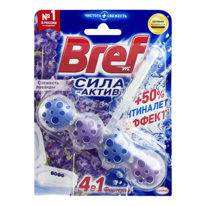 Блок для унитаза "Bref" Сила-Актив 50г Свежесть лаванды Блок для унитаза "Bref" Сила-Актив 50г Свежесть лаванды