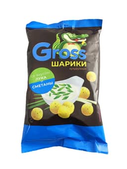 Шарики кукурузные "Gross" 60г, Сметана/Лук Шарики кукурузные "Gross" 60г, Сметана/Лук