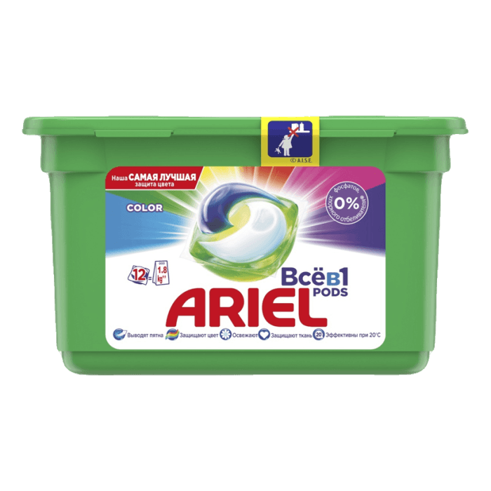 Капсулы для стирки белья "Ariel" 12 капсул 27г автомат, Color&style Капсулы для стирки белья "Ariel" 12 капсул 27г автомат, Color&style