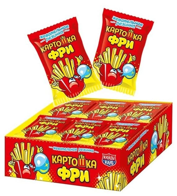 Жевательная резинка "Картошка Фри" 15г (24 шт.упак) Жевательная резинка "Картошка Фри" 15г (24 шт.упак)