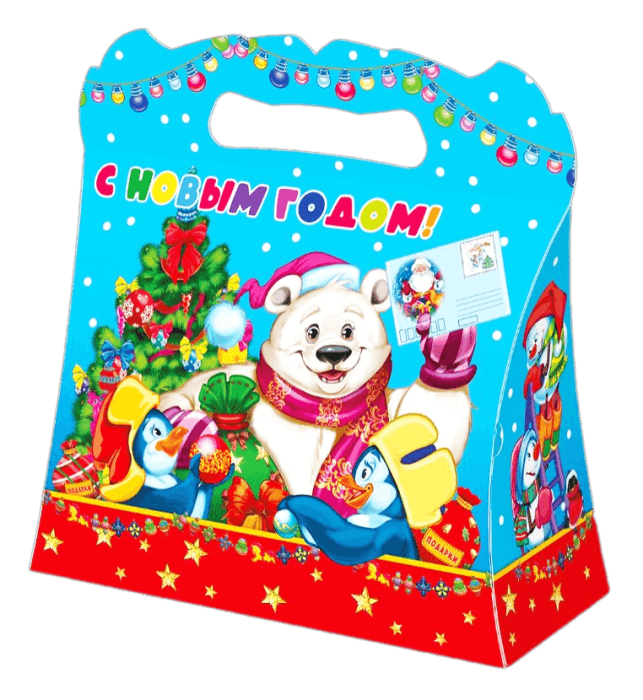 Коробка бумажная для конфет 1,2 кг Сумочка Телеграмма 255*110*200 Коробка бумажная для конфет 1,2 кг Сумочка Телеграмма 255*110*200